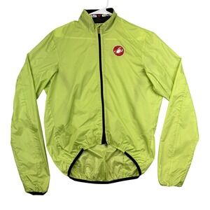 Castelli Cycling Jacket Mens Medium Yellow Windbreaker Full Zip Lightweight